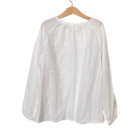 Hanna Andersson Blouse in Swiss Dot White Girls Size 140 (10) Button Up Shirt - Picture 2 of 11